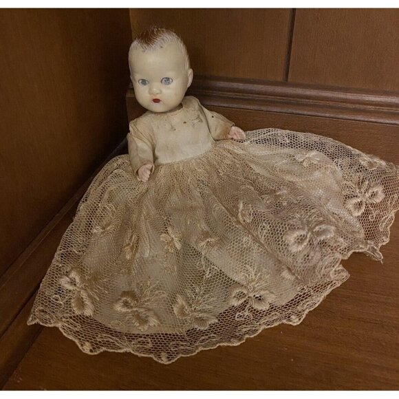 Vintage Mini Baby Doll Lace Dress 4"